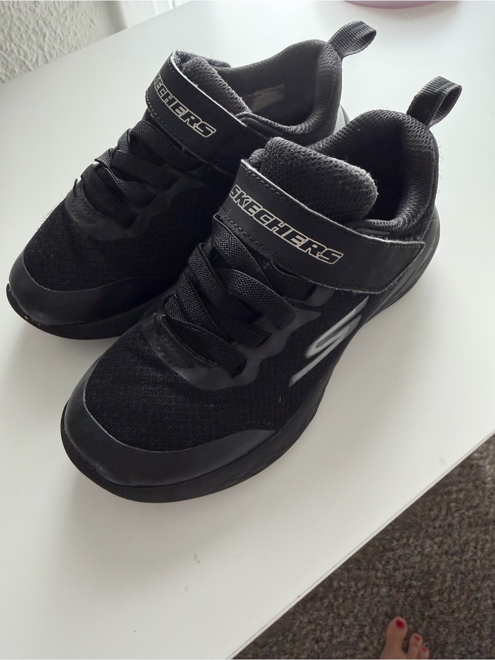 Skechers Black Kids' Athletic Shoes - Velcro Strap